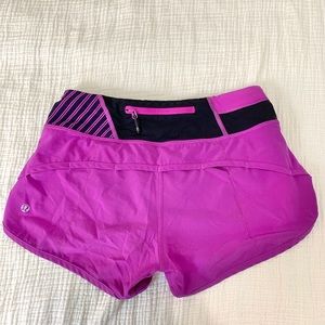 purple lululemon speed up shorts